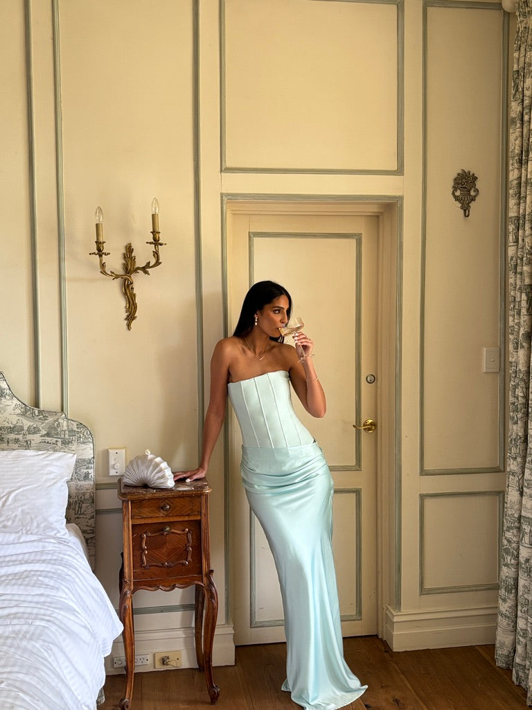Hntr The Label Huxley Gown in Aqua