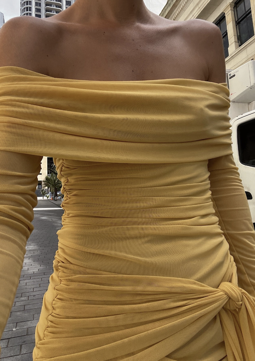 Yasmin Dress in Mustard - FOR SALE