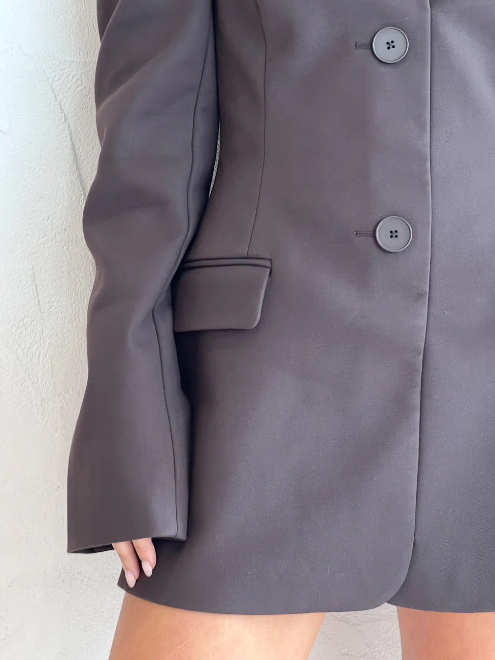 Sandrine Tailored Mini Dress in Chocolate