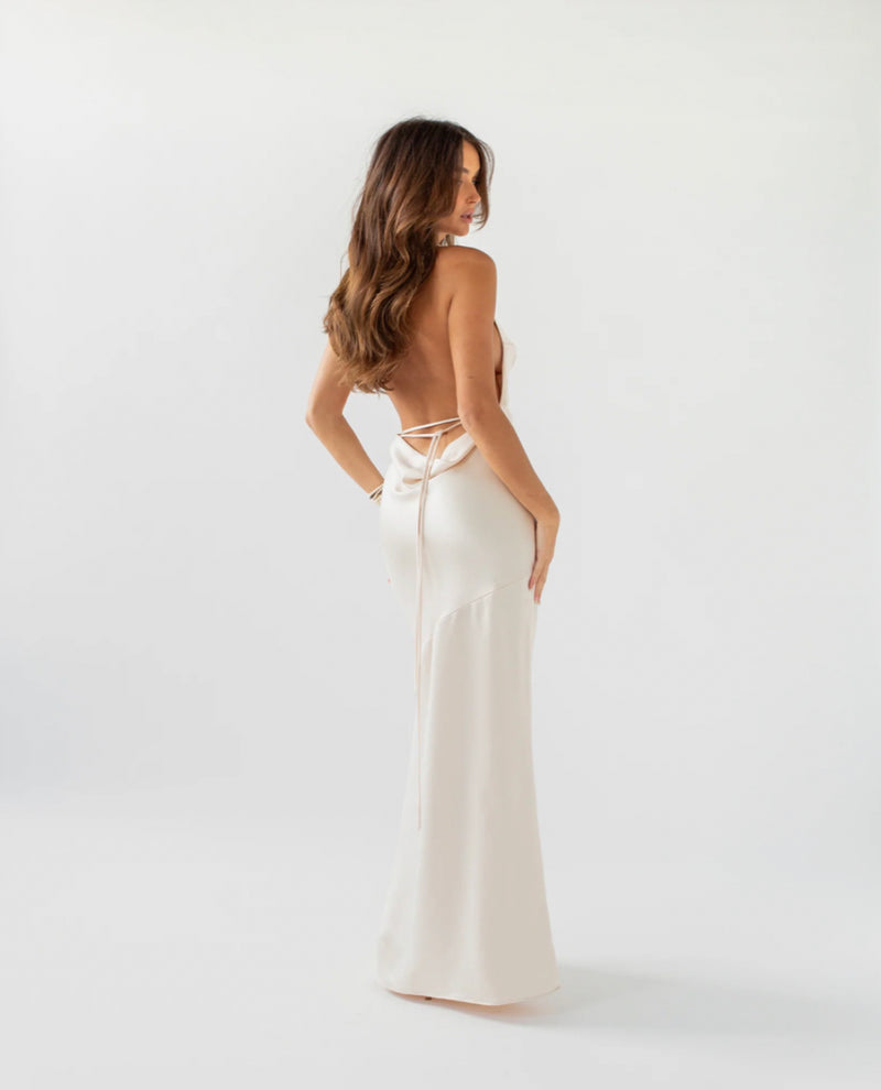 Honey Silk Gown, Lace Wedding Dress