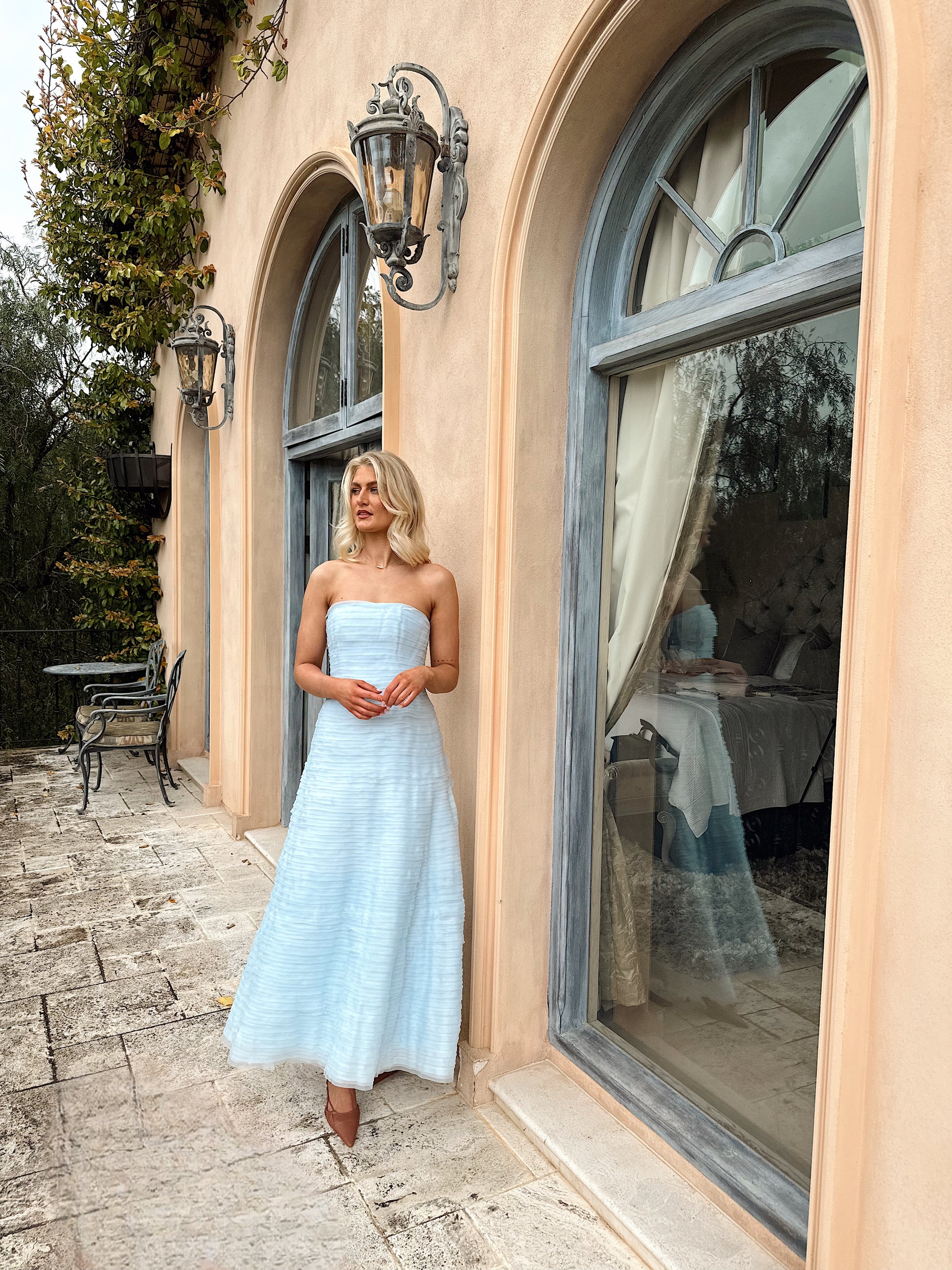 Aje Soundscape Dress - Sea Breeze Blue The Closet Collective Hire Aje Soundscape Dress - Sea Breeze Blue The Closet Collective Hire