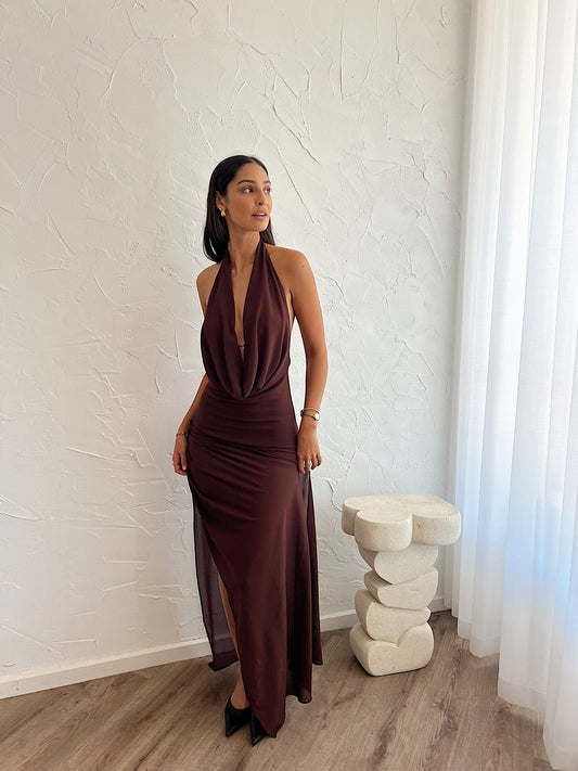 Anastasia Mini Dress in Espresso