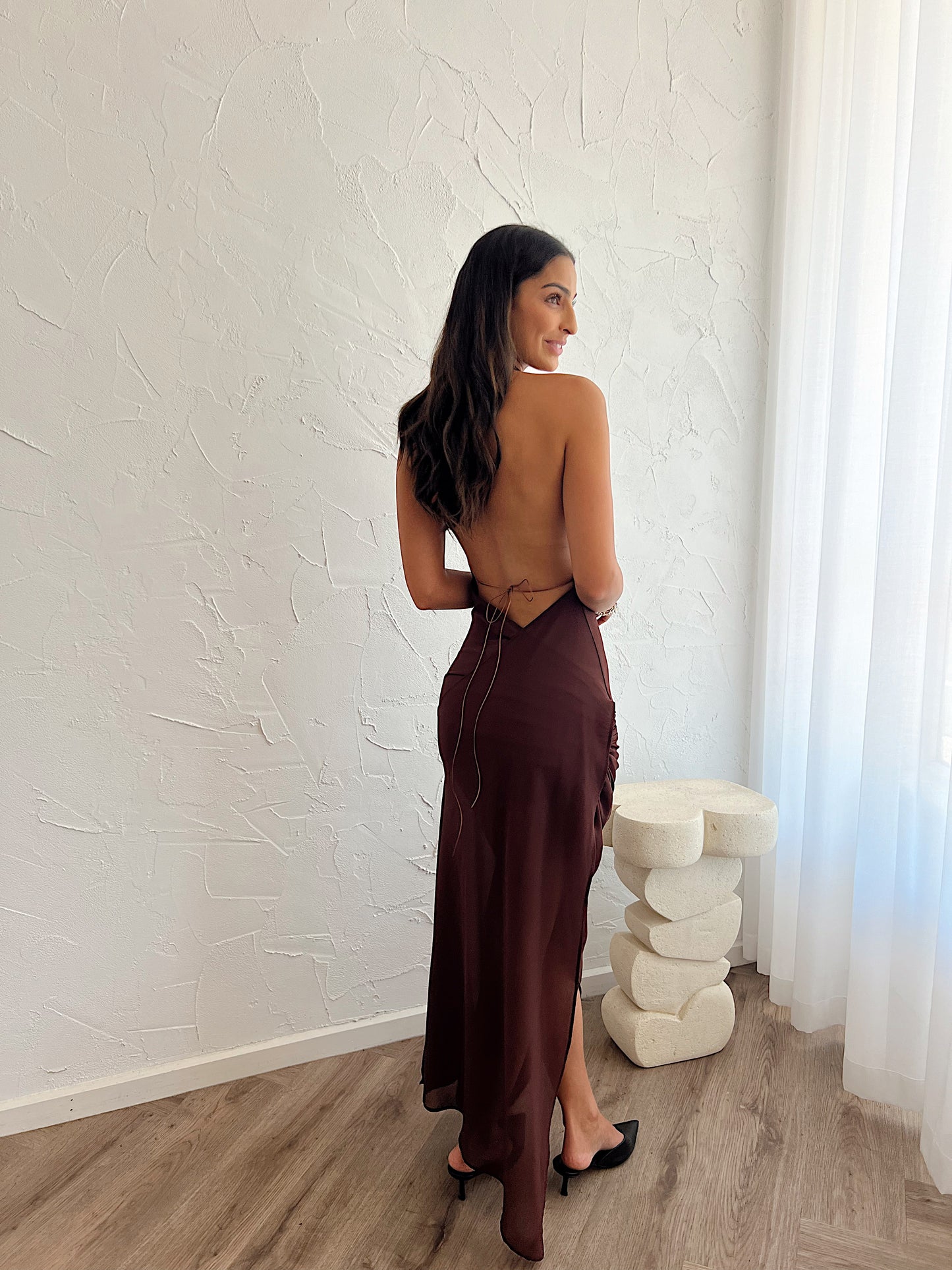 Anastasia Mini Dress in Espresso