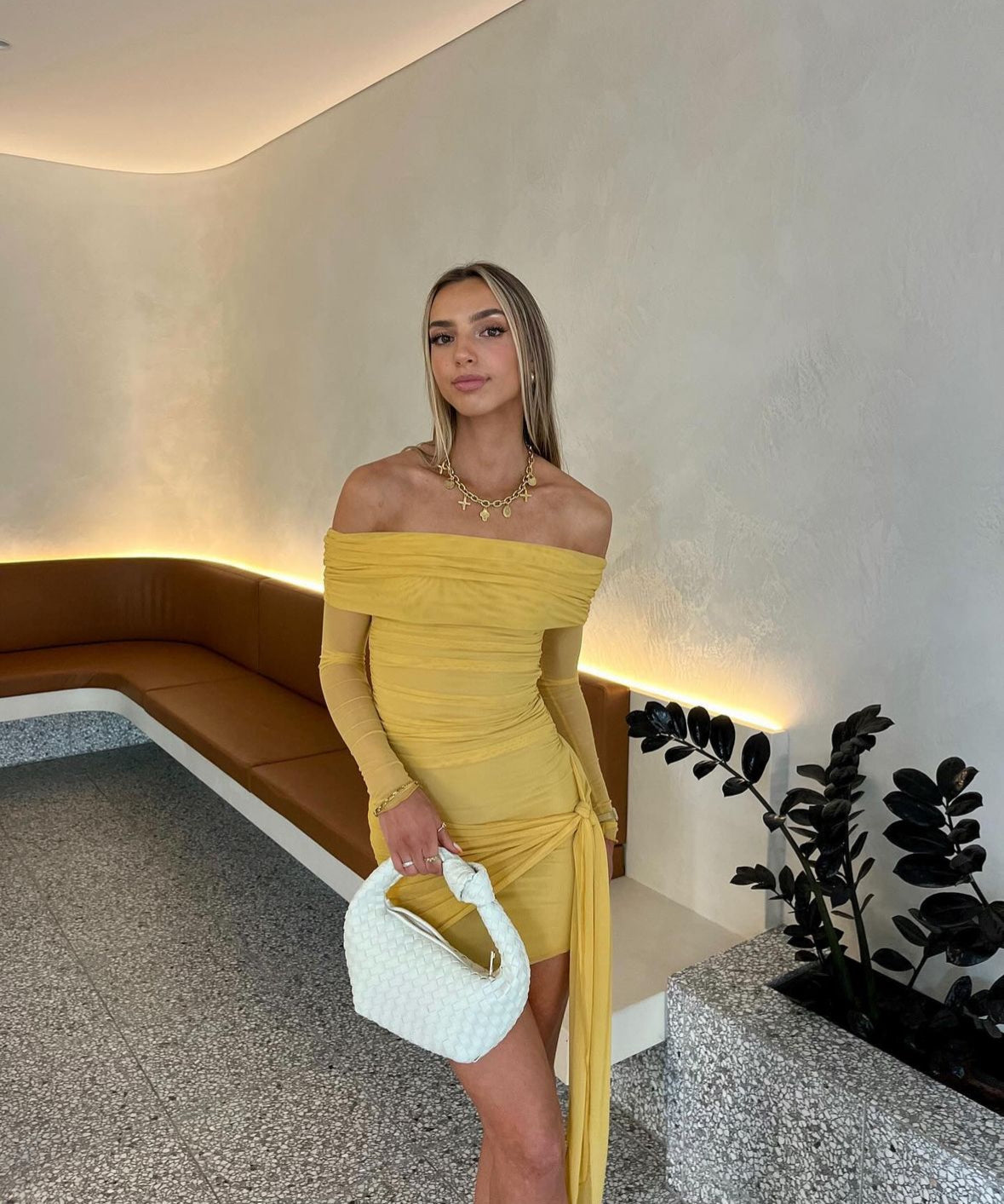 benni yellow dress Yasmin Off Shoulder Mini Hire Me AU Nico Off Shoulder Maxi Dress