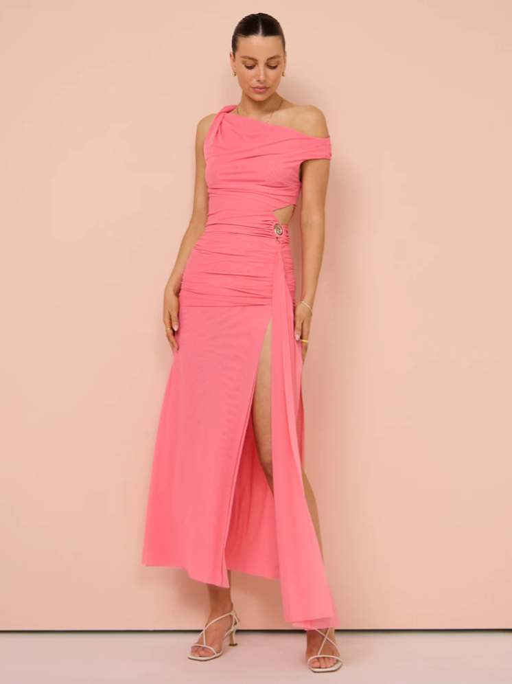 Bec Bridge Kailani Asym Dress in Grapefruit Pink The Closet Collective Hire